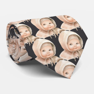 Cravate gris foncé avec découpage de photo de bébé