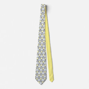 Cravate Gris jaune et Motif blanc