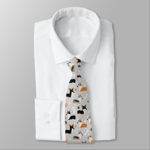Cravate Gris Motif de Corgi