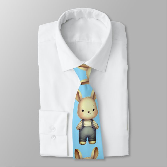 Cravate Gris salopette Lapin (Attaché)