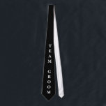 Cravate Groom bachelor party neck tie for groomsman<br><div class="desc">Groom bachelor party neck tie for groomsman. Elegant black and white design with custom text. Personalized party favors for best man,  groomsmen,  friends,  etc.</div>