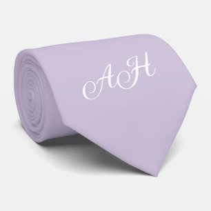 Cravate Groom de mariage violet initial monogrammé