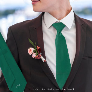 Cravate Groom Groomsmen Initiales Emerald Green Mariage
