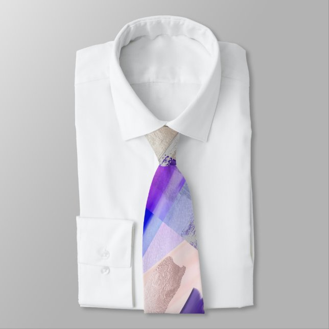 Cravate Groomsmen Watercolor Rose Gold Violet Lilac (Attaché)