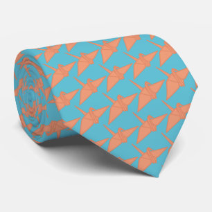 Cravate Grue d'Origami moderne Sky Blue & Orange