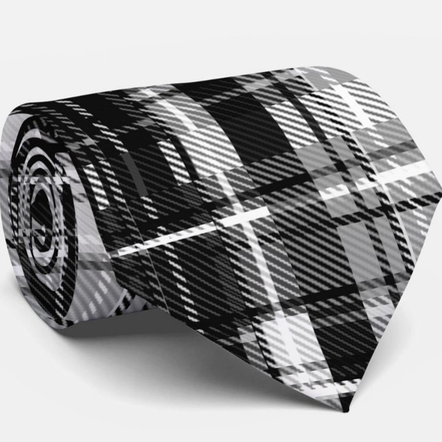 Cravate Grund Black Blanc Flannel Plaid Tartan Design (Créateur téléchargé)