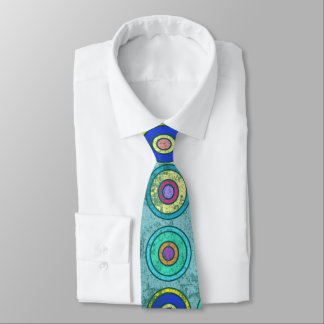 Cravate Grungy Retro Blue Circle Pattern