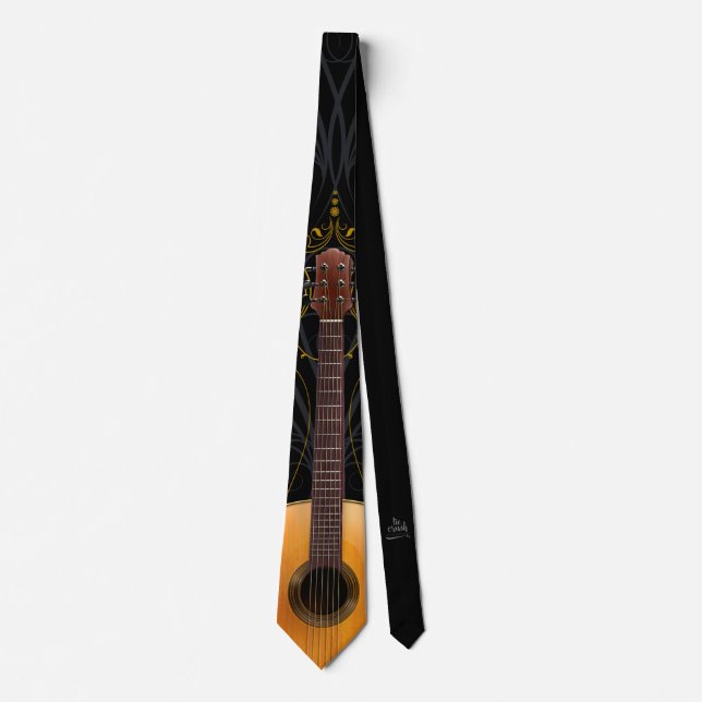 Cravate Guitare Necktie Musique Thème Design Version 4 (Devant)