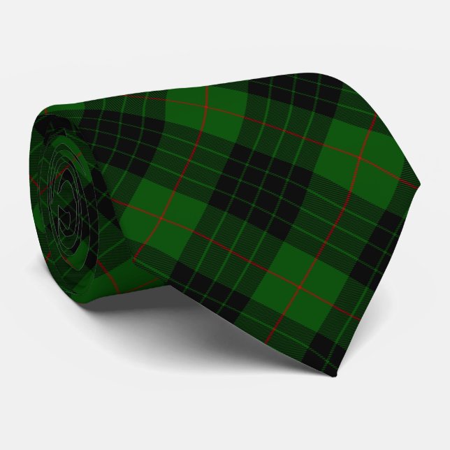 Cravate Gunn tartan vert noir plaid (Roulé)