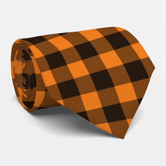 Cravate Halloween Black Orange En vichy Check Motif (Roulé)