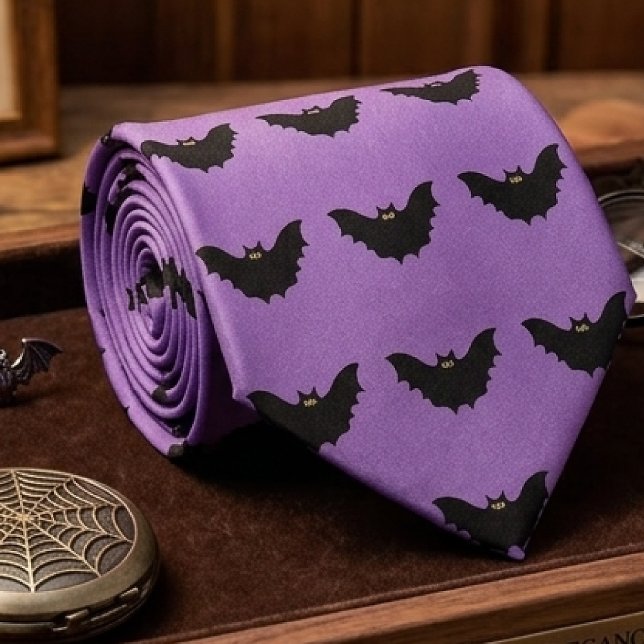 Cravate Halloween Chauve-Souris Noire (Créateur téléchargé)