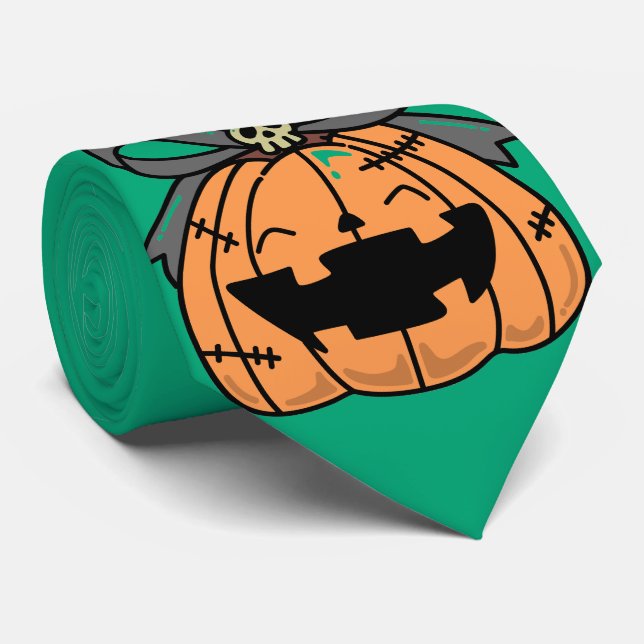 Cravate Halloween,Citrouille Visage Mignon,Drôle , Citroui (Roulé)