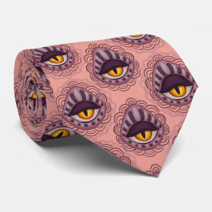 Cravate Halloween éffrayant rose oculaire