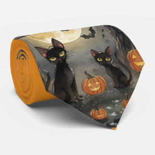 Cravate Halloween,Le Chat de la Sorcière et ses Copains de