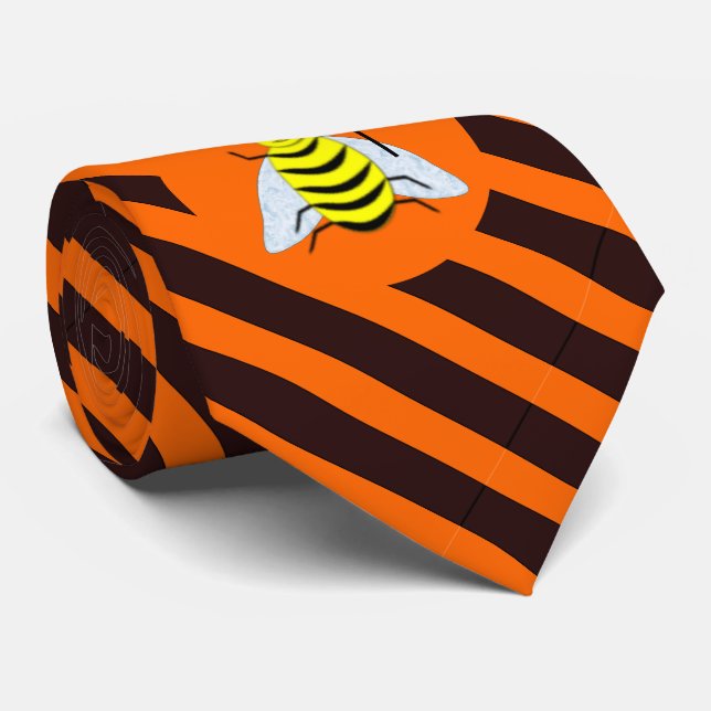 Cravate Halloween Magic Bee Witch Orange et Black Stripes (Roulé)