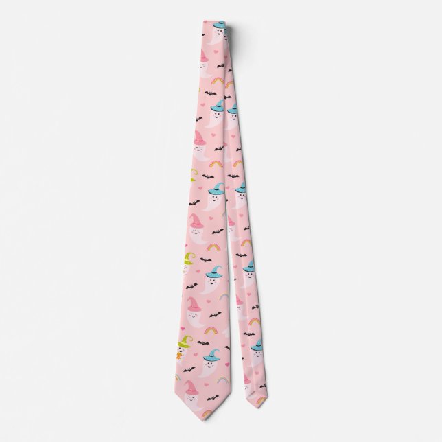 Cravate Halloween rose Necktie Fun Halloween (Devant)