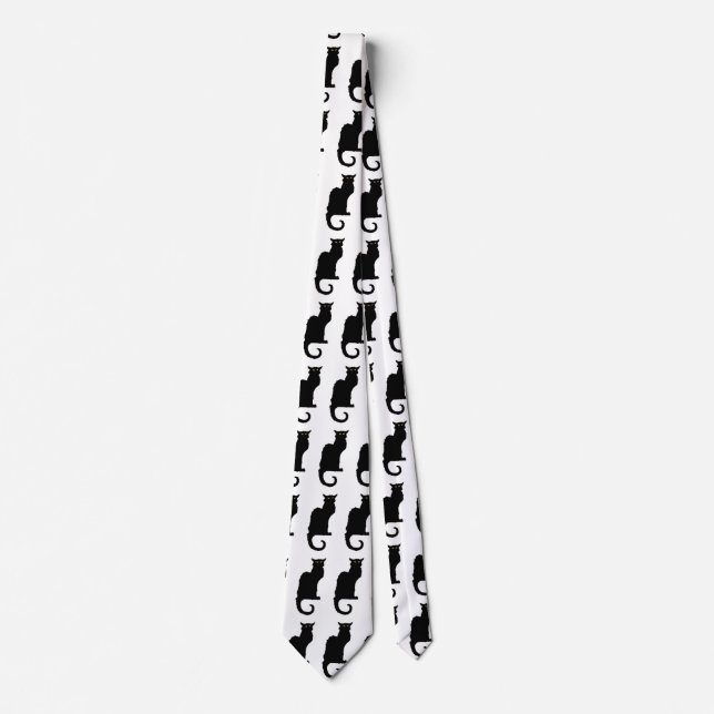 Cravate Halloween vintage, Chat noir Art Nouveau Éffrayant (Devant)