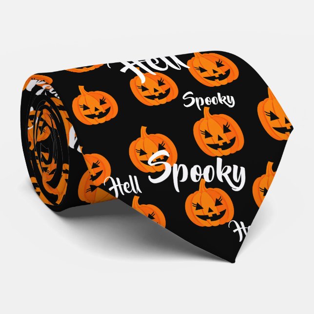 Cravate Halloween Visage effrayant Jack-O-Lanterne Personn (Roulé)