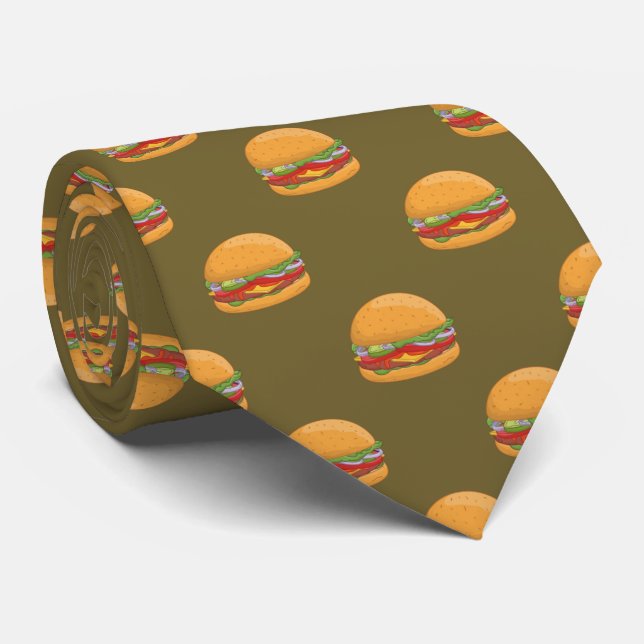 Cravate Hamburger Lover Motif carrelé (Roulé)