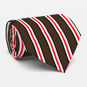 Cravate HAMbyWG - Foulard marron avec rayure blanche rouge