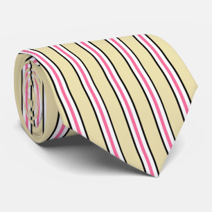 Cravate HAMbyWG - Neck Tie - Beige White Pink Black Stripe