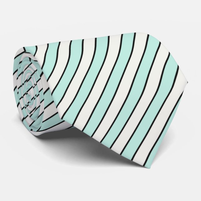 Cravate HAMbyWG - Neck Tie - Seafoam Blue White Stripes (Roulé)