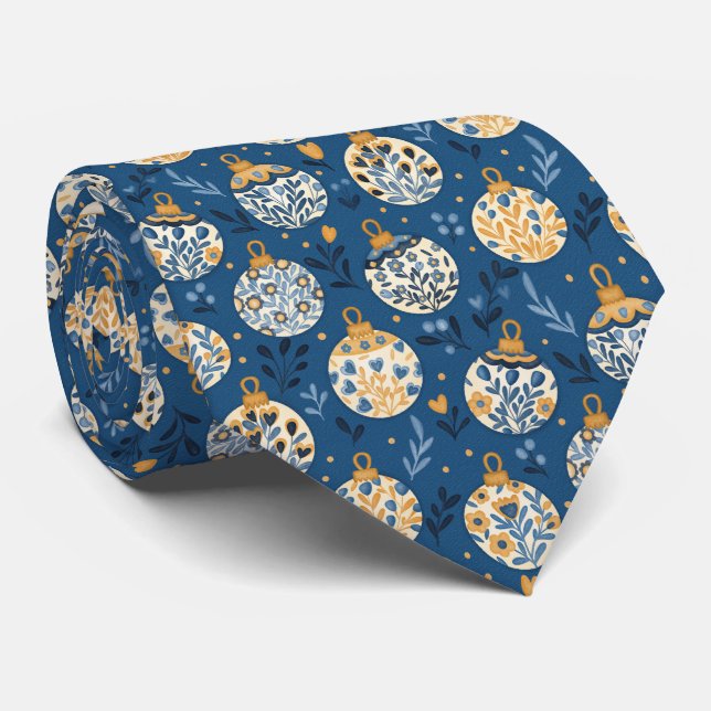 Cravate Hand Drawn Nordic Folk Art Neck Tie (Roulé)