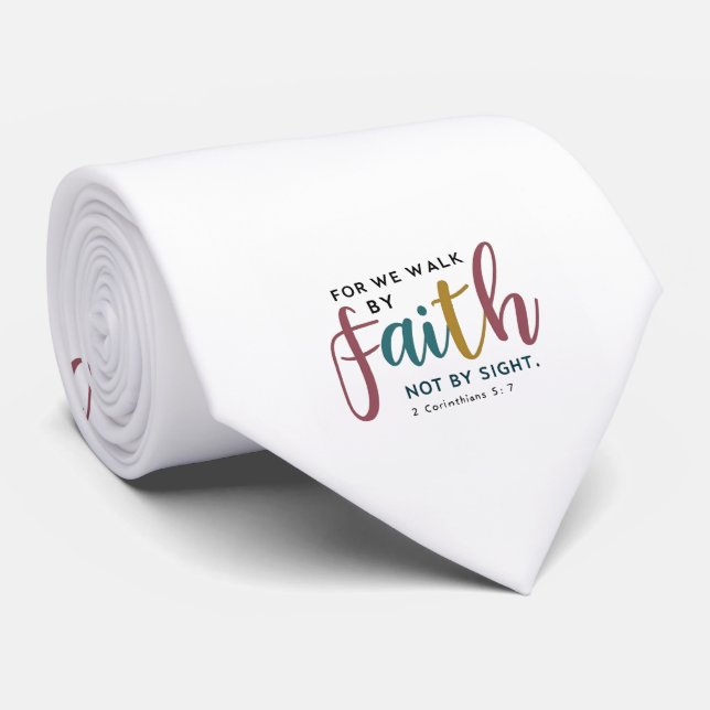 Cravate Hand-Lettered 2 Corinthians 5 7 Faith Witness Tie (Roulé)