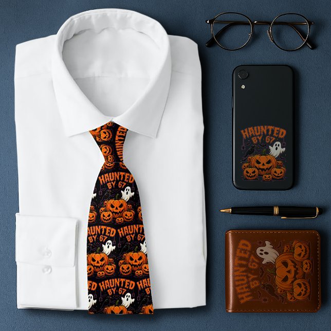 Cravate Hantée par 67 Drôle Fantôme et Halloween Citrouill (Créateur téléchargé)