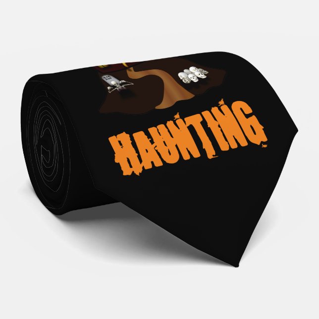 Cravate hantée par Halloween faite sur commande (Roulé)