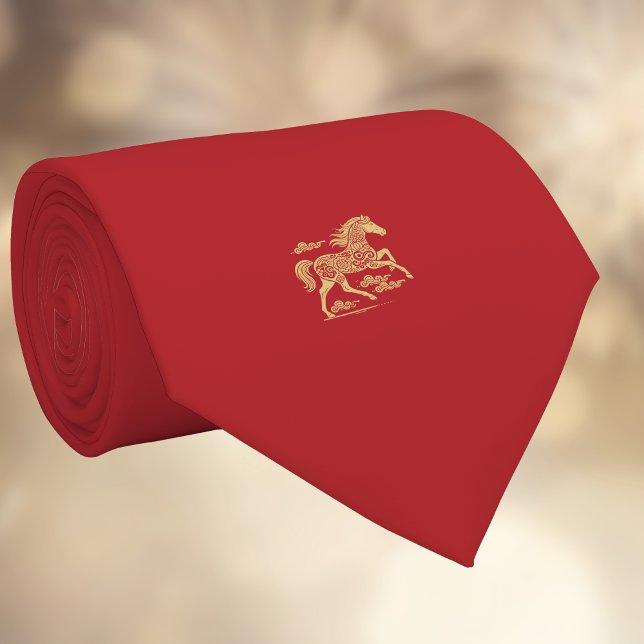 Cravate Happy Chinese New Year of Horse Elegant Gold Red  (Créateur téléchargé)