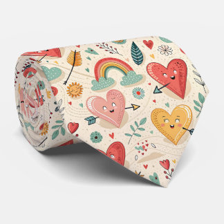 Cravate Happy Hearts - Whimsical Valentine's Day Motif