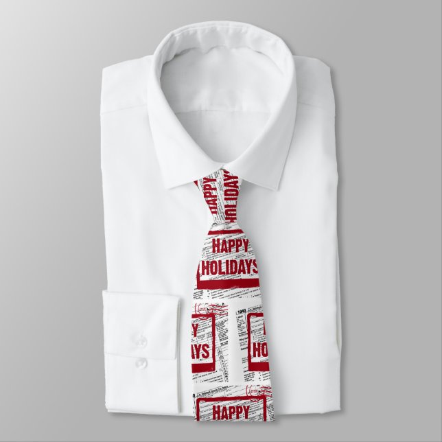 Cravate Happy Holidays timbre rouge sur formulaire de taxe (Attaché)