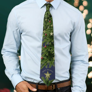 Cravate Happy Holidays Traditional Christmas Tree Tie