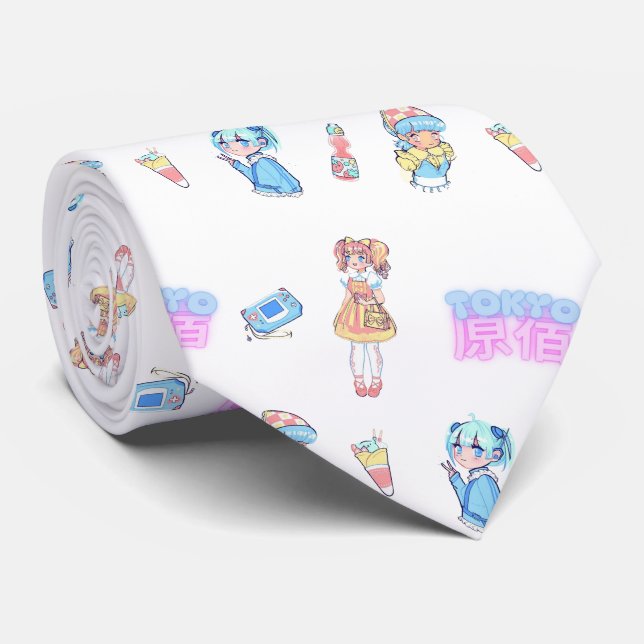 Cravate Harajuku Anime Girl (Roulé)
