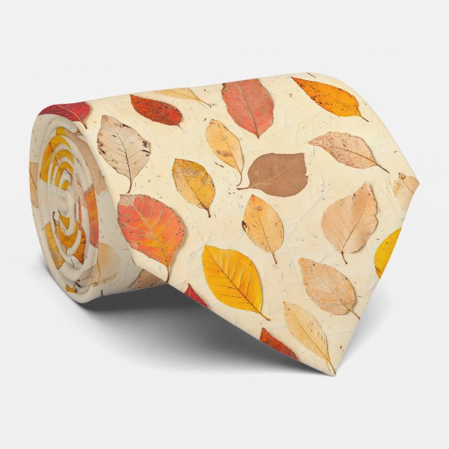 Cravate Harmonie de feuilles pressées – Botanique vintage (Roulé)