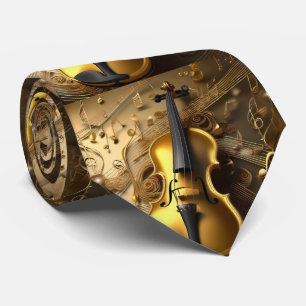 Cravate Harmonie d'or : Violon Vintage sur des notes chato
