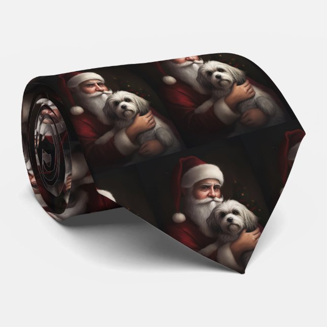 Cravate Havanais avec le Père Noël Fête de Noël (Roulé)