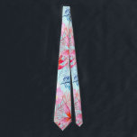 Cravate Hawaï tropical.<br><div class="desc">Lumineuse,  colorée et gaie,  cette cravate se démarque par sa foule ! Design tropical avec des fleurs de Plumeria et Hibiscus.</div>