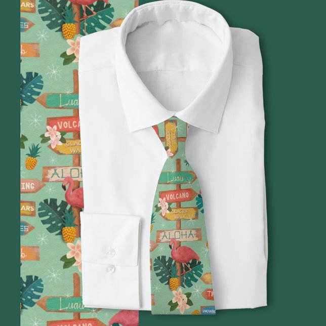 Cravate Hawaii caché (Hawaiian themed tropical tie with a hidden winter twist)
