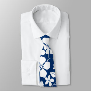 CRAVATE HAWAIIAN HULA (HIBISCUS) NAVY