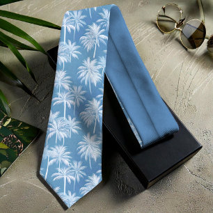 Cravate Hawaiian Palm Tree Silhouette Motif Blue ID1093