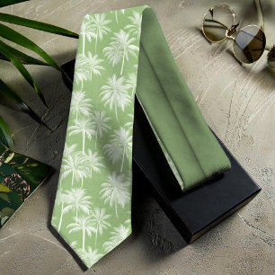 Cravate Hawaiian Palm Tree Silhouette Motif Green ID1093
