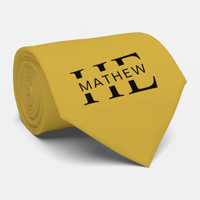 Cravate HE Custom Name Modern Men's Metallic Gold (Roulé)