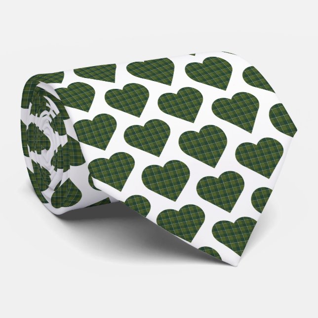 Cravate Heart Shaped Plaid Dark Green Neck Tie (Roulé)
