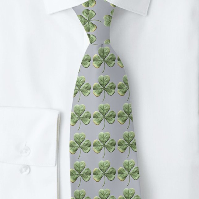 Cravate Heather Grey et Soft Green Shamrocks (Créateur téléchargé)