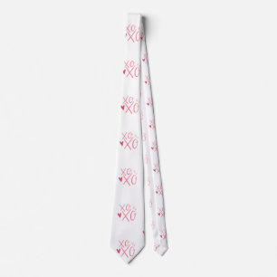 Cravate Heureuse Sainte-Valentin de coeur rose "XOXO"