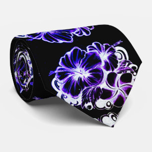 Cravate Hibiscus bleu