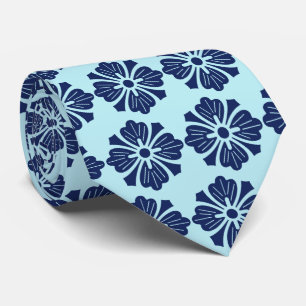 Cravate Hibiscus de Wallstreet Aqua de Foulard et Navy à d