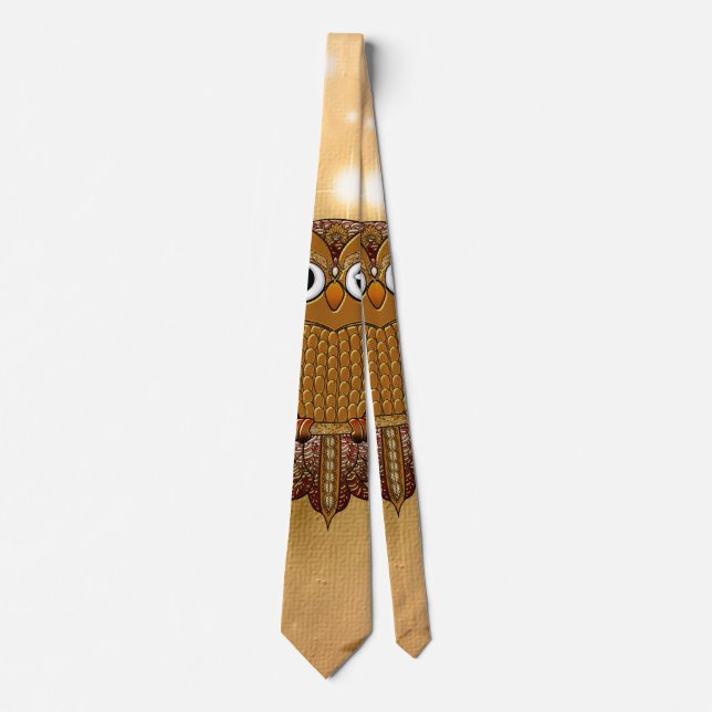 Cravate Hibou d'or merveilleux (Devant)